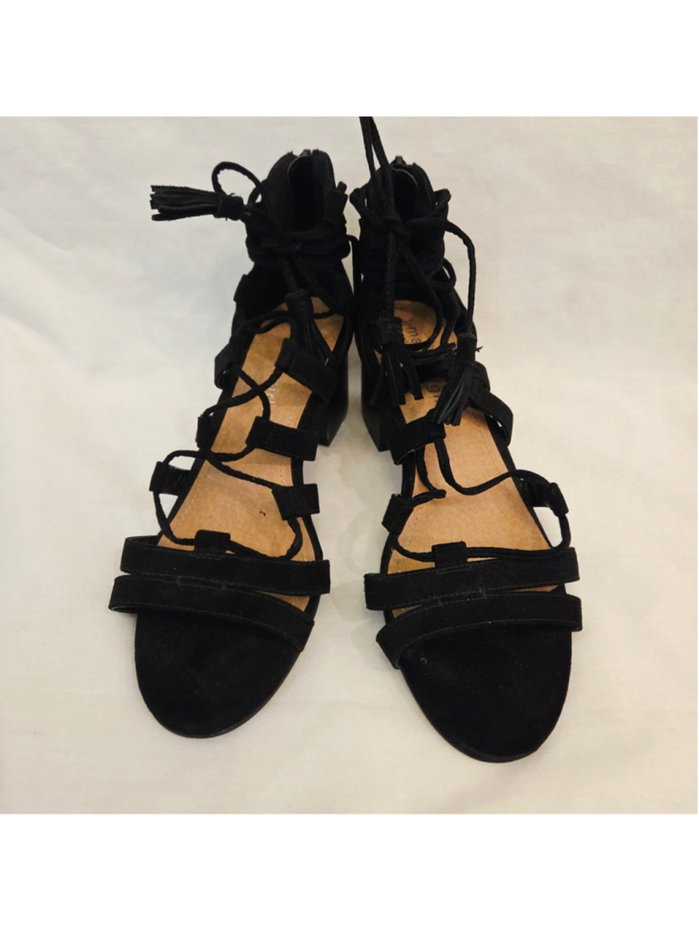 Madden Girl "Loverrr" black suede gladiator sandals size 7